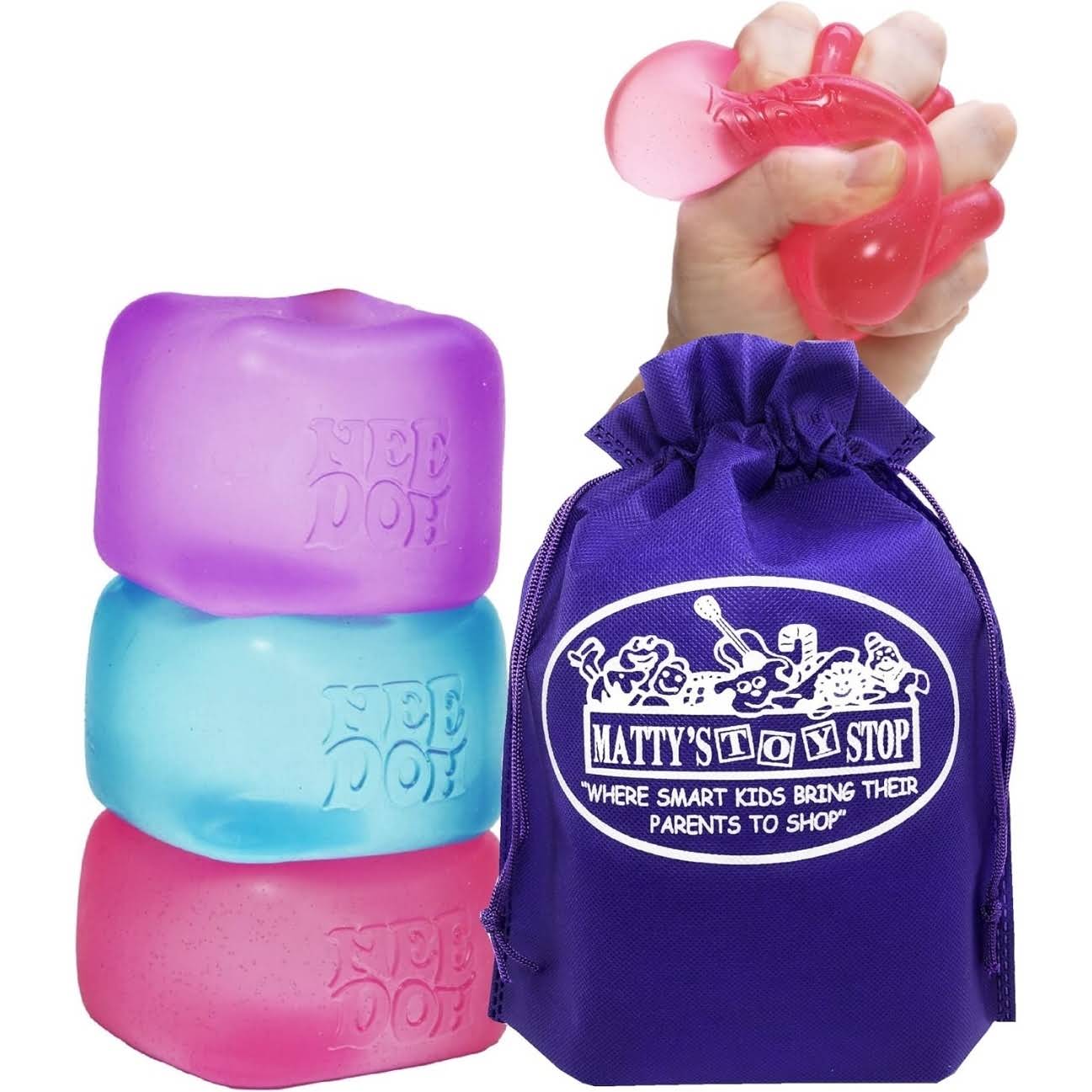 NEEDOH Nice Cube Translucent NeeDoh ?C 3 Pack (Purple/Pink/Blue)